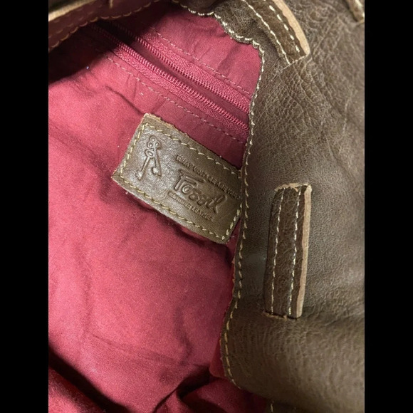 Rare Fossil Jaquard Floral Hobo Bag with Leather Detail - Picture 7 of 15